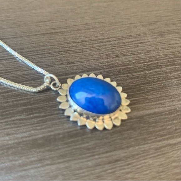 Sodalite and Sterling Pendant‎ Necklace - Picture 3 of 7